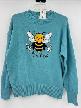 Love In Faith Bee Kind Knit Embroidered Sweater -Oversized Small